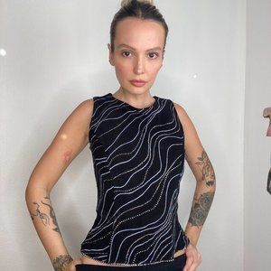 Formal Sleeveless Top with Jewels and Glitter